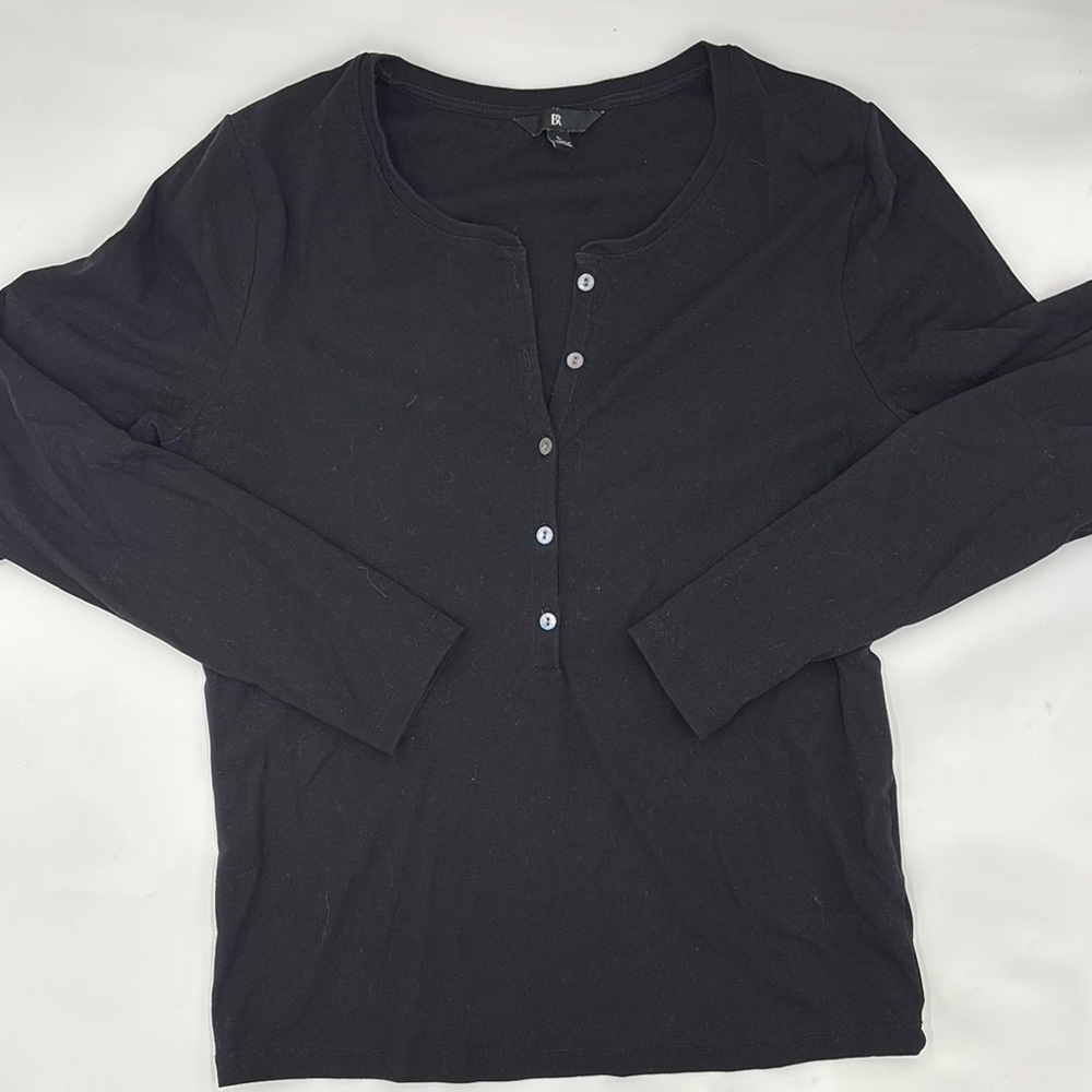 Banana Republic Refined V-Neck Henley in Black